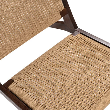 Parker Mid-Century Modern Woven Seagrass Wood Armless Indoor Lounge Chair